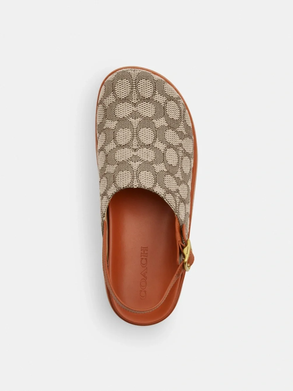 New Coach Sculpted C Platform Clog In Signature Textile Jacquard
